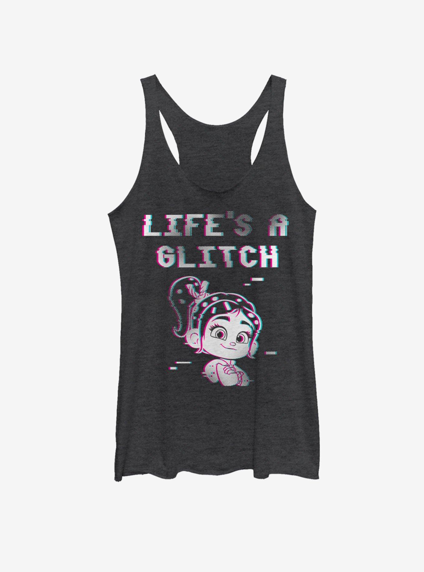 Disney Wreck-It Ralph Glitch Life Girls Tank, BLK HTR, hi-res