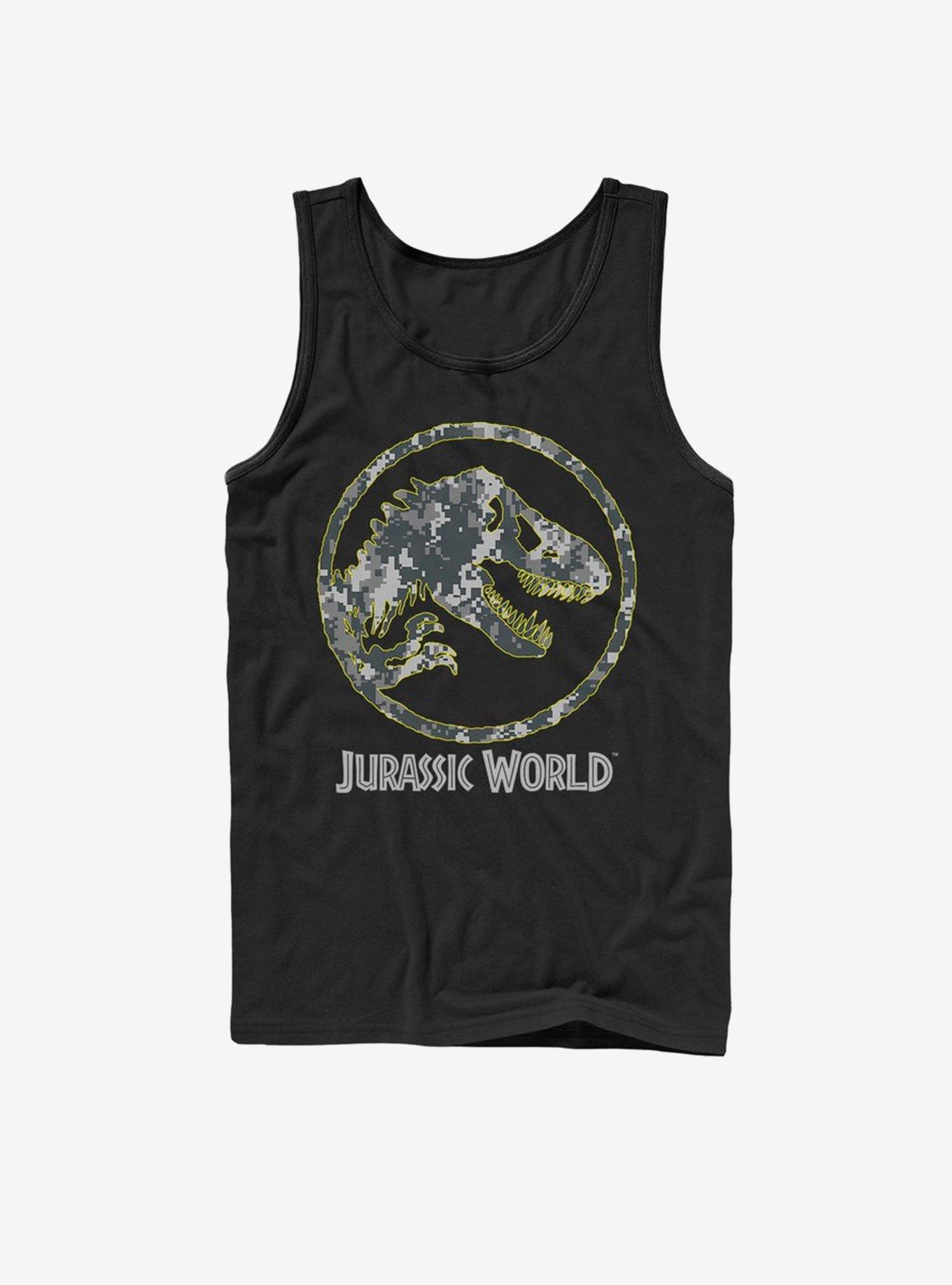 Jurassic Park Camo Yellow Dino Tank, BLACK, hi-res