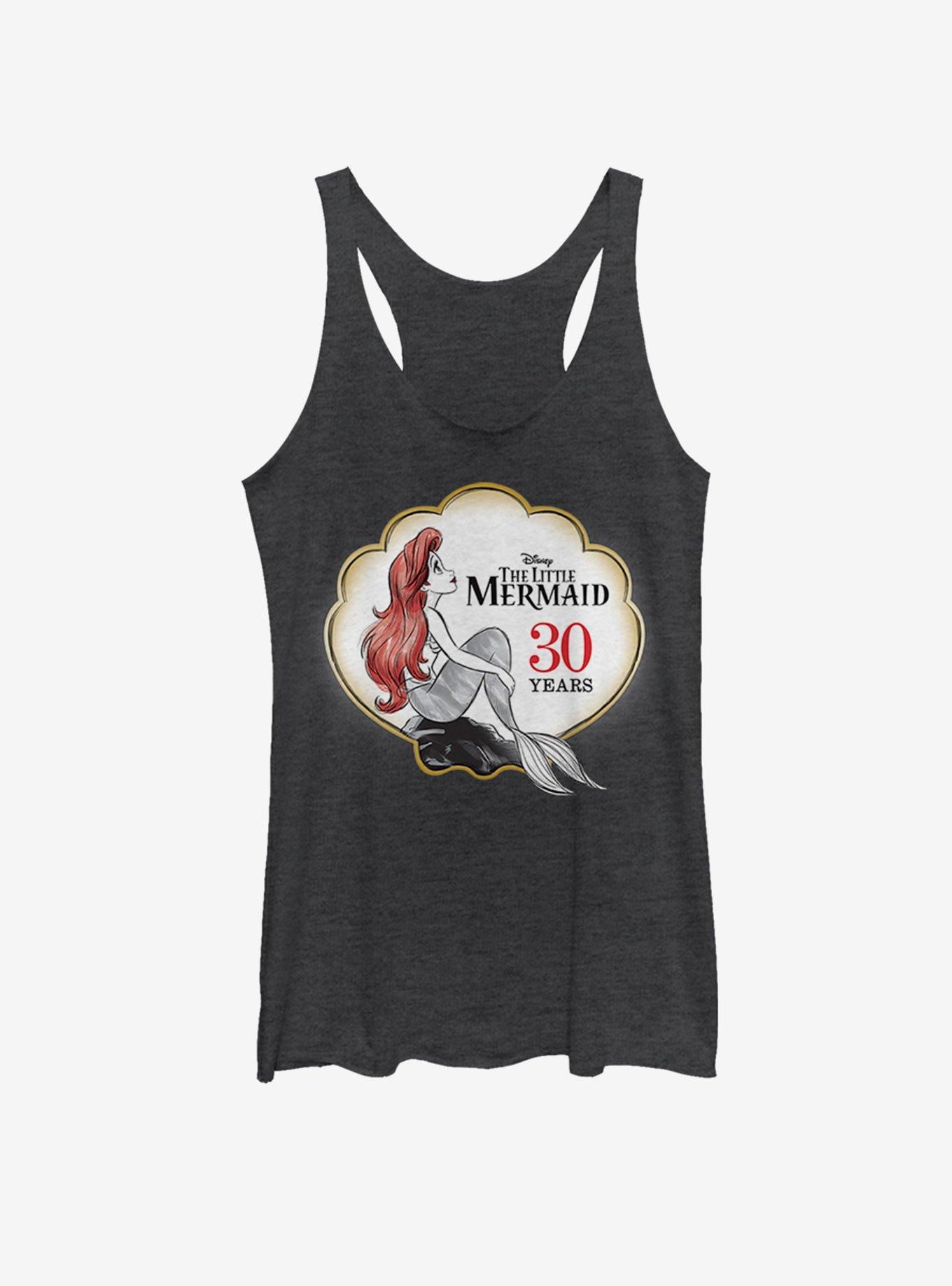 Disney The Little Mermaid Anniversary Logo Girls Tank, BLK HTR, hi-res