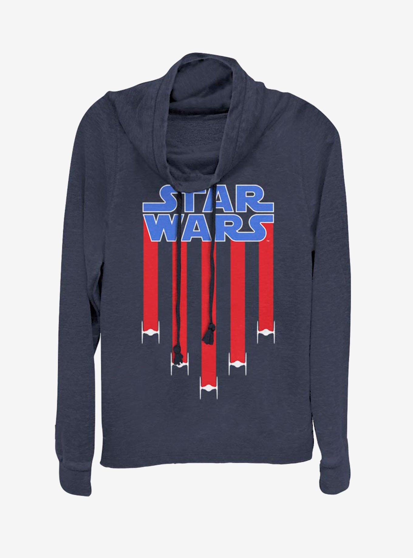 Star Wars Star Banner Girls Cowl Neck Long-Sleeve Girls Top, NAVY, hi-res