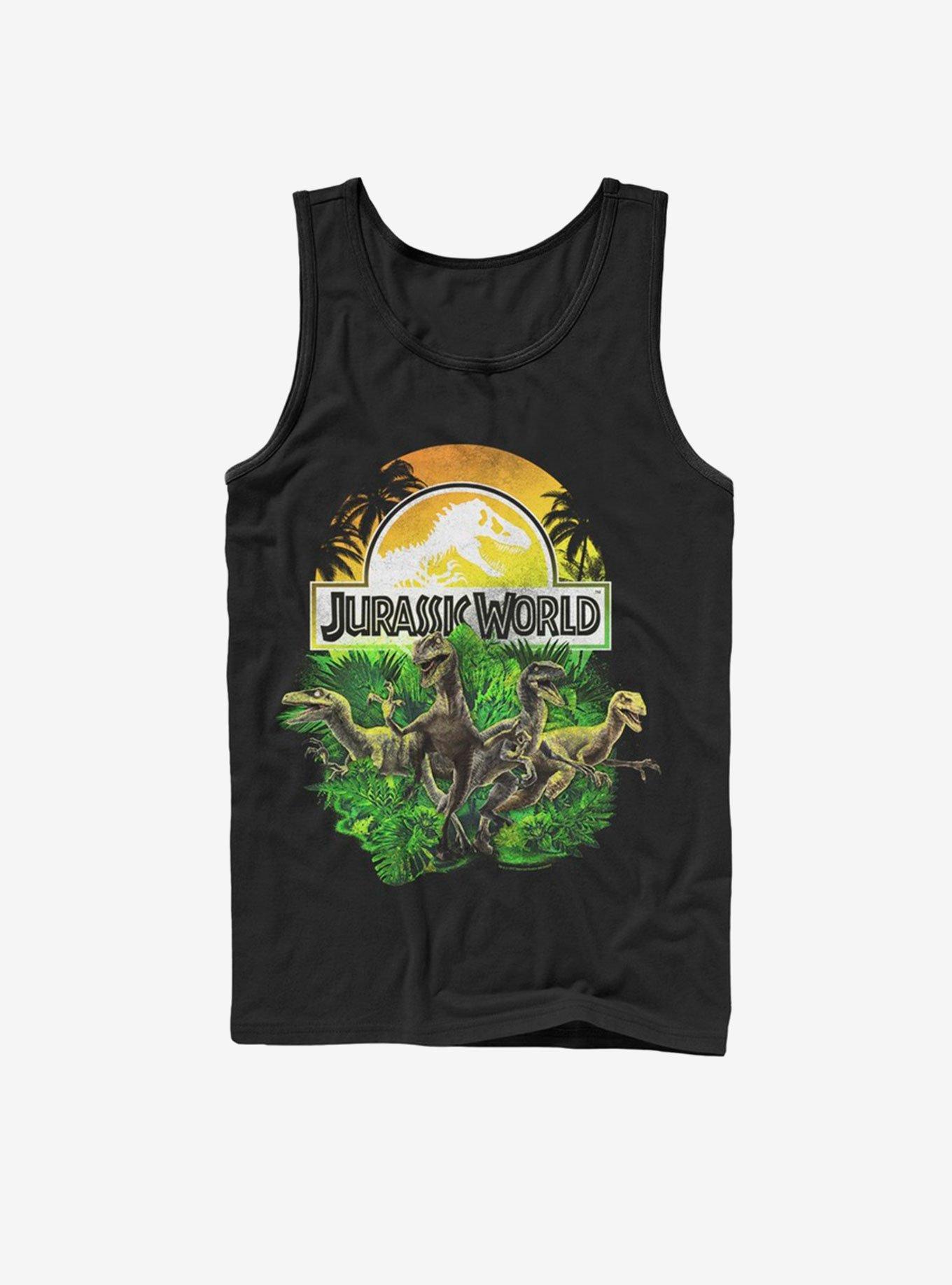 Jurassic Park Distressed Plastic Jungle Tank, BLACK, hi-res