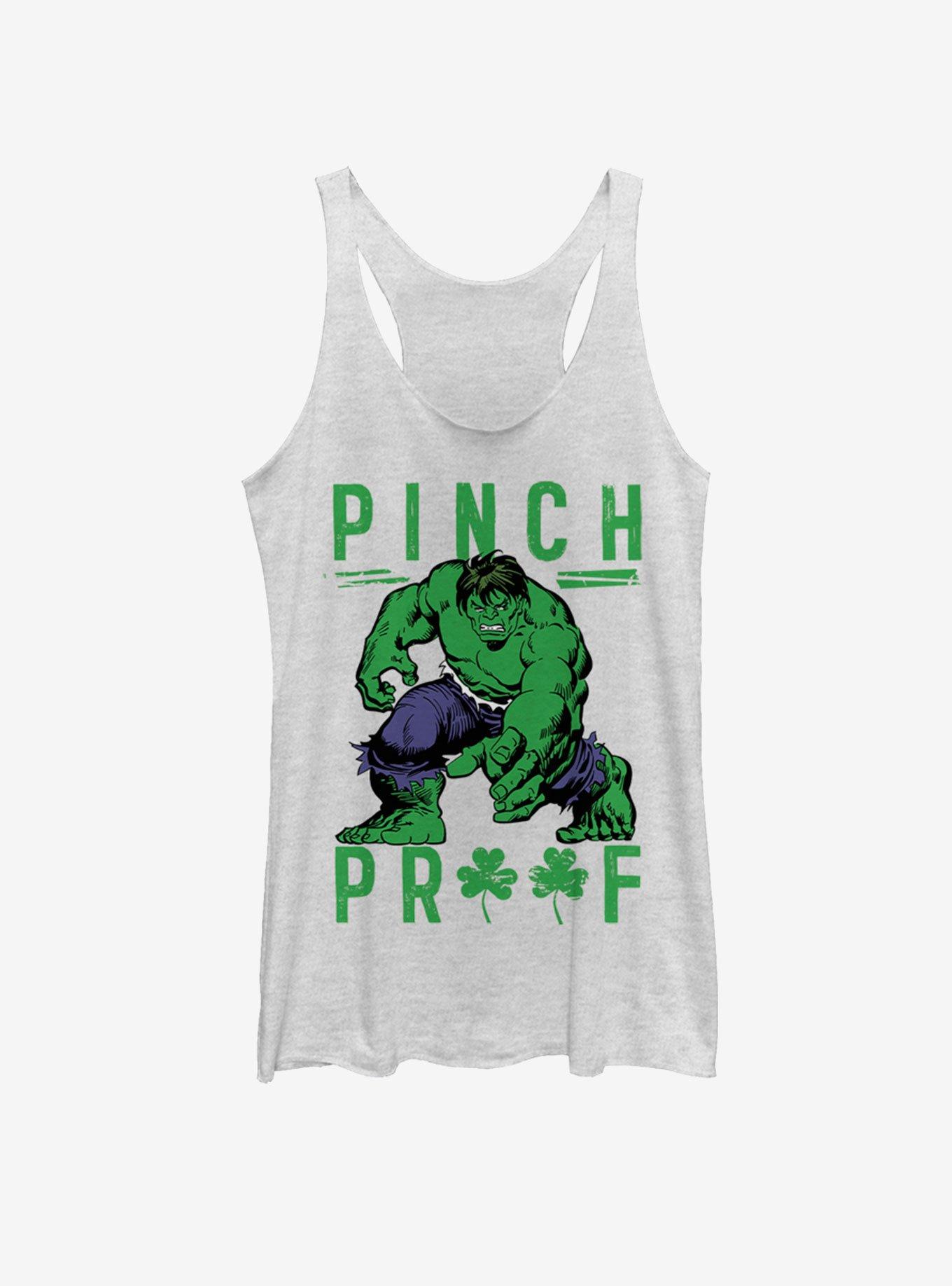 Marvel Hulk Green Pinch Girls Tank, WHITE HTR, hi-res