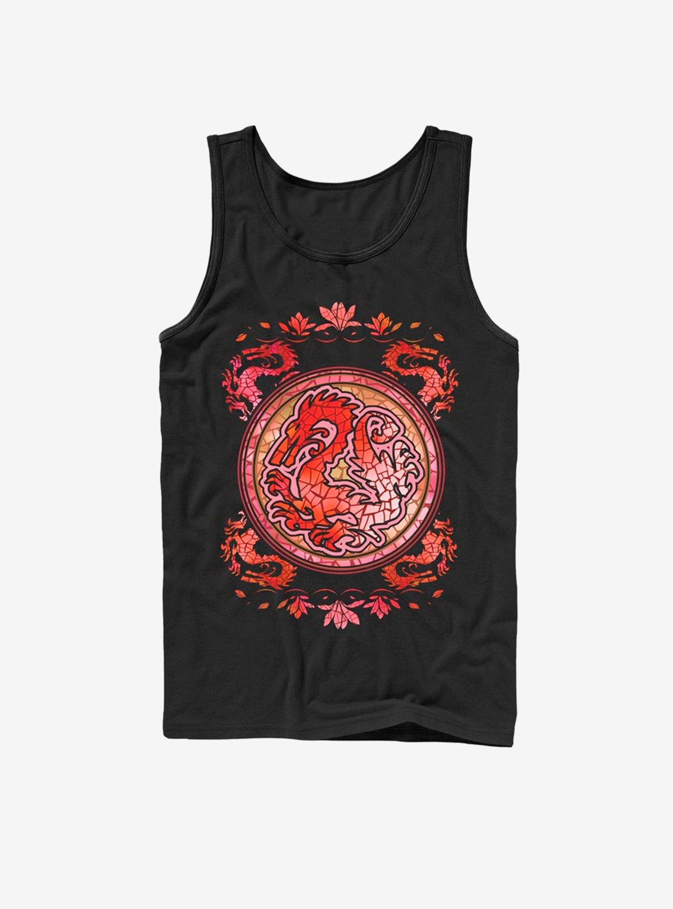 Disney Mulan Mushu Stained Glass Tank, BLACK, hi-res