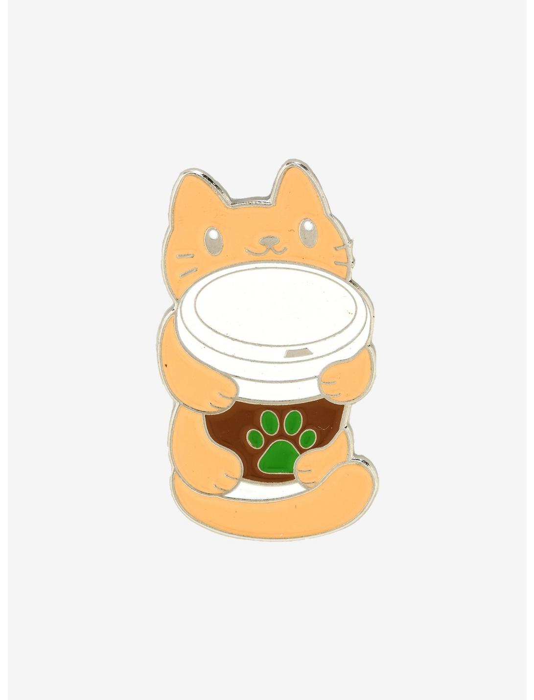 Coffee Cat Enamel Pin, , hi-res