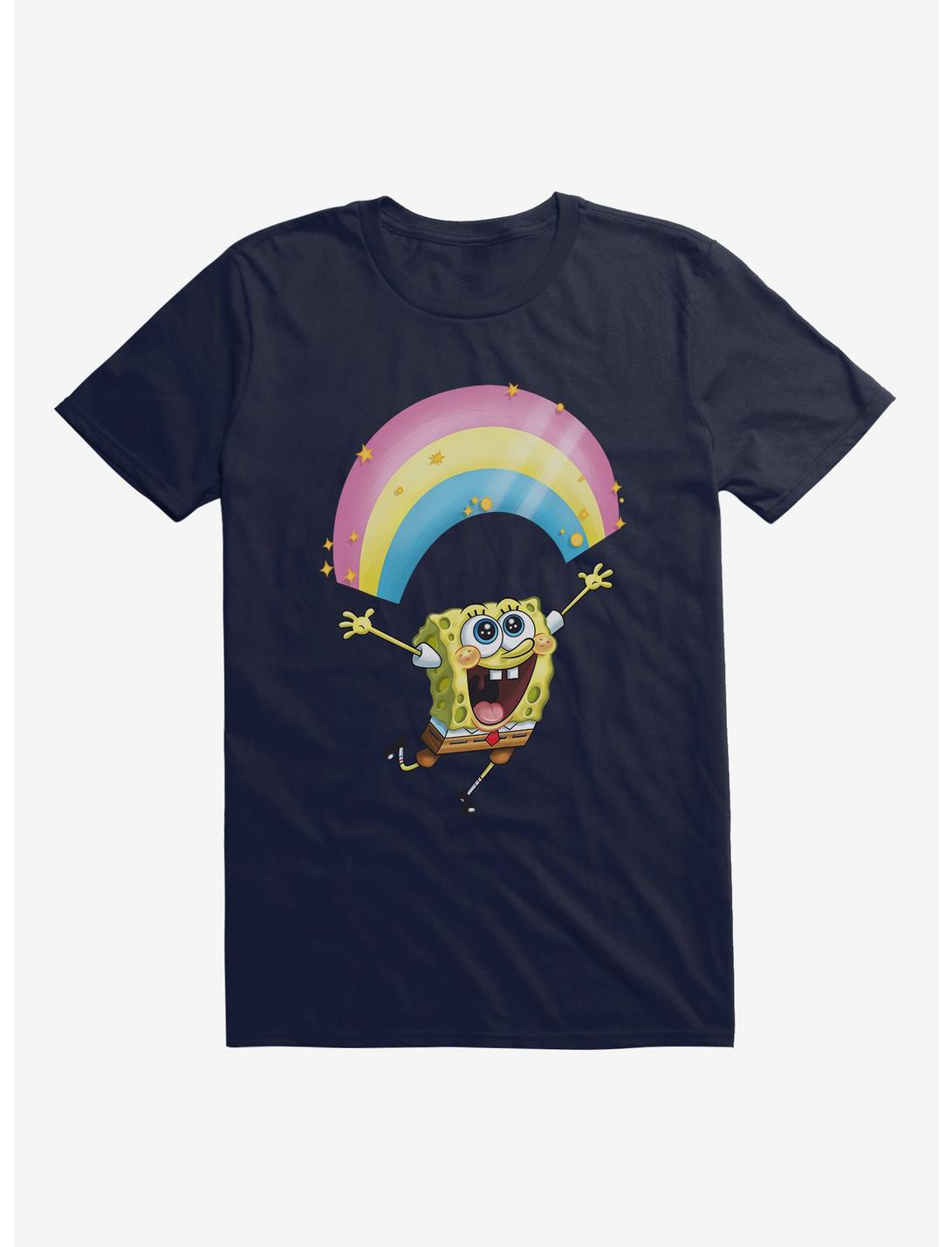 SpongeBob SquarePants Chasing Sparkle Rainbows Black T-Shirt, , hi-res