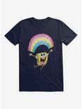 SpongeBob SquarePants Chasing Sparkle Rainbows Black T-Shirt, , hi-res