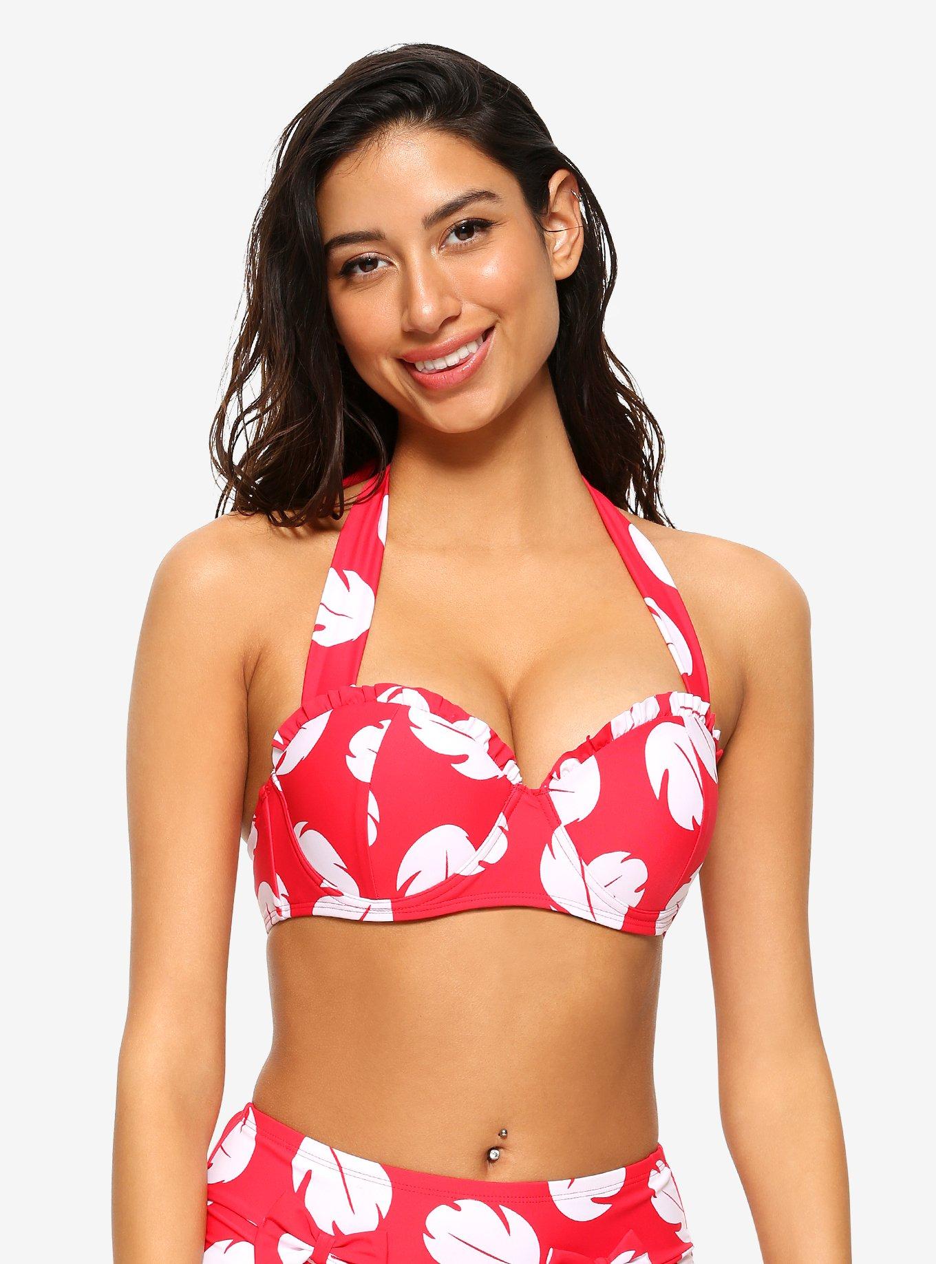 Disney Lilo & Stitch Leaf Print Halter Swim Top, MULTI, hi-res