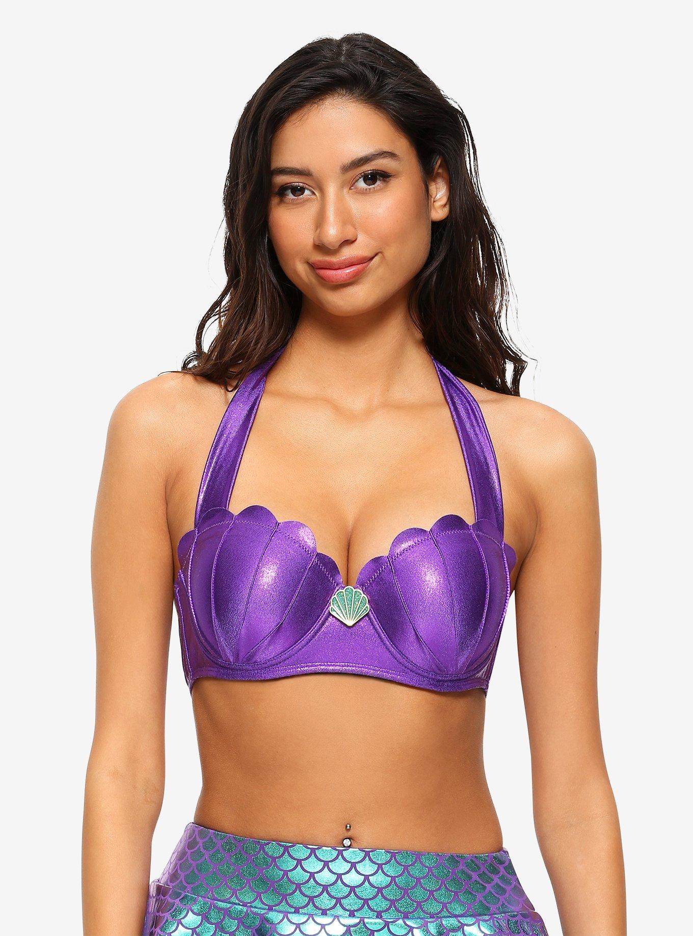 eal Purple Mermaid Shell Bra - Mermaid Sea Shell Bra Costume Tops