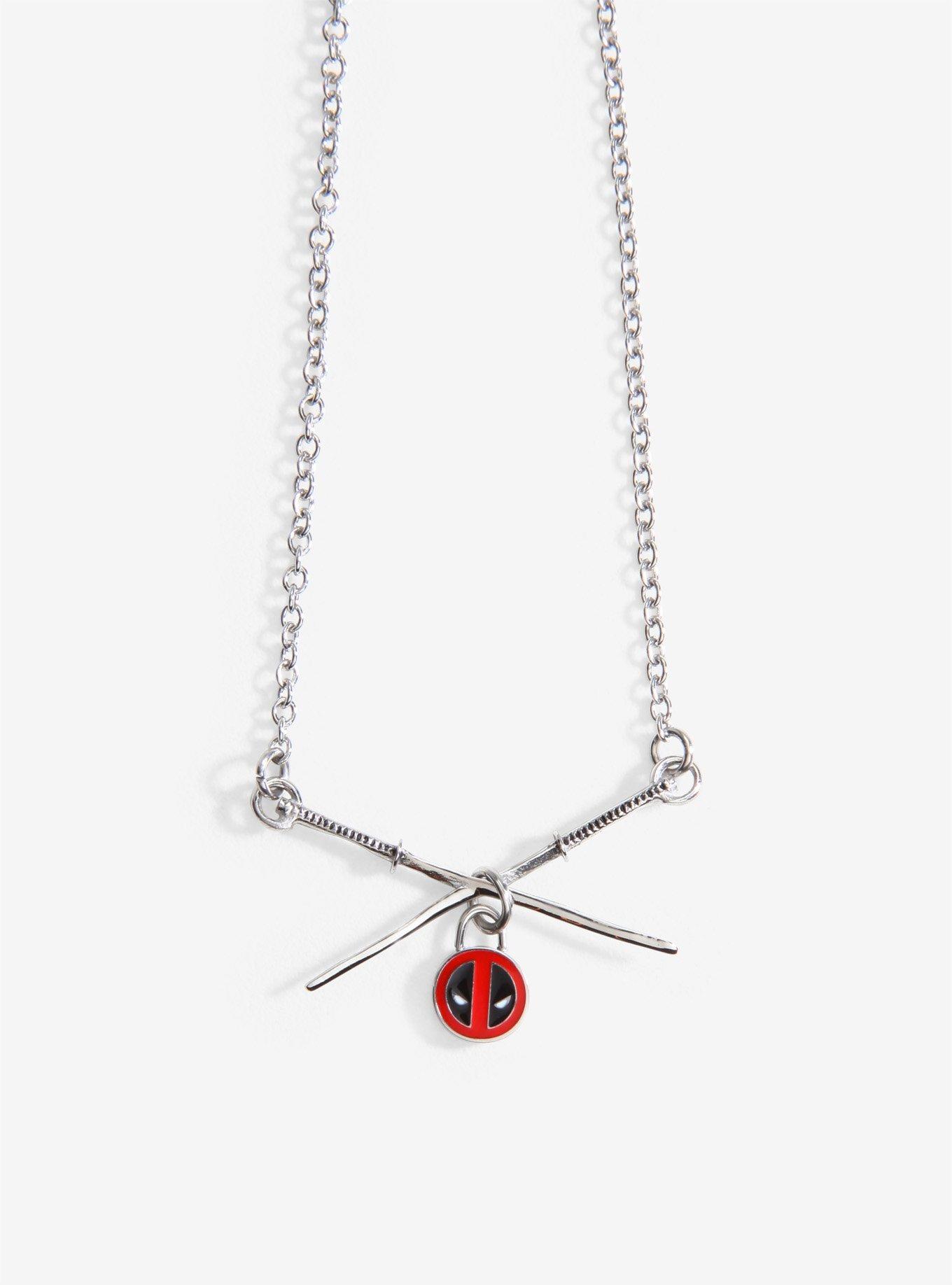 Marvel Deadpool Crossed Swords Stainless Steel Necklace, , hi-res