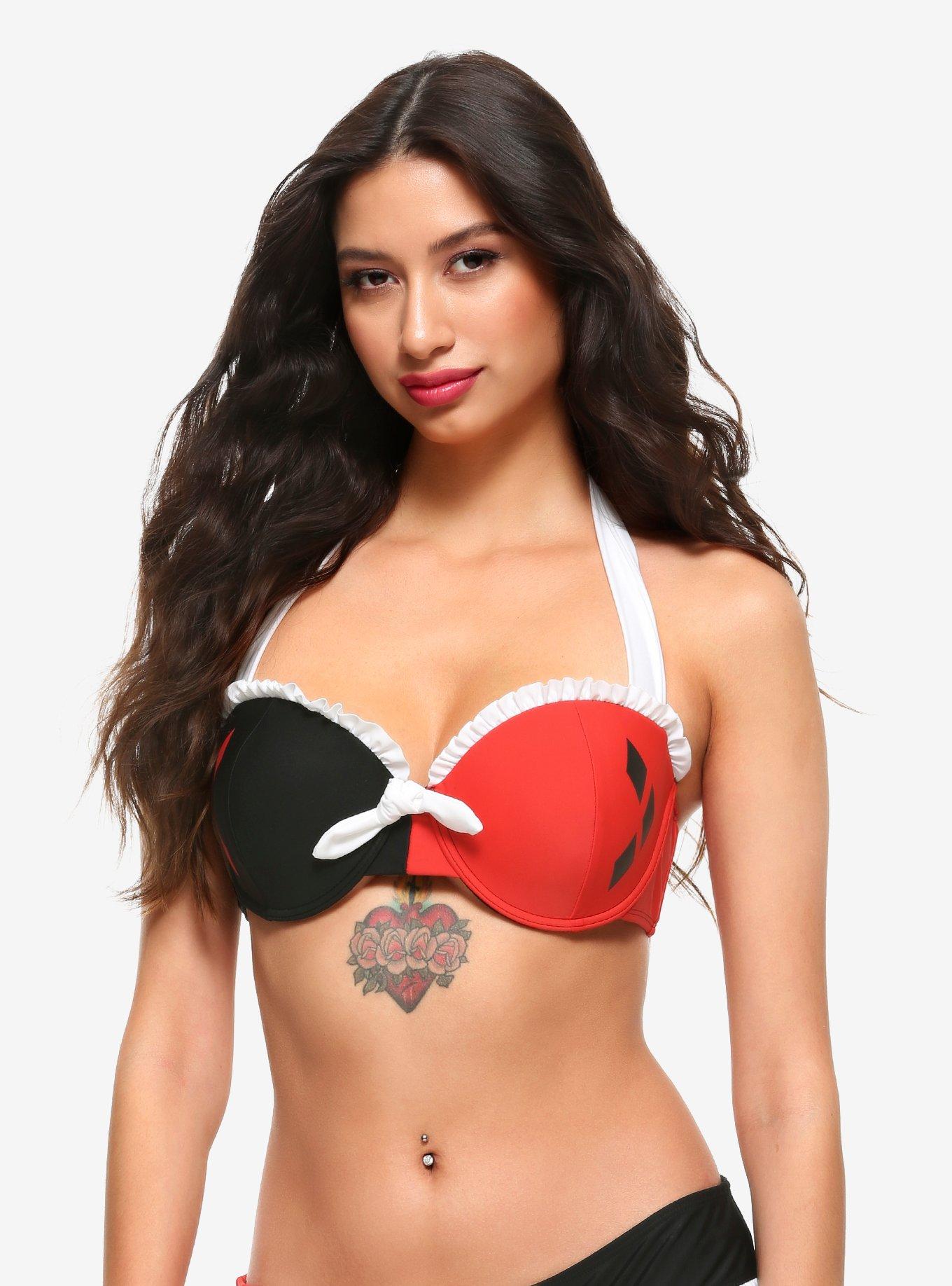 DC Comics Harley Quinn Halter Swim Top, MULTI, hi-res