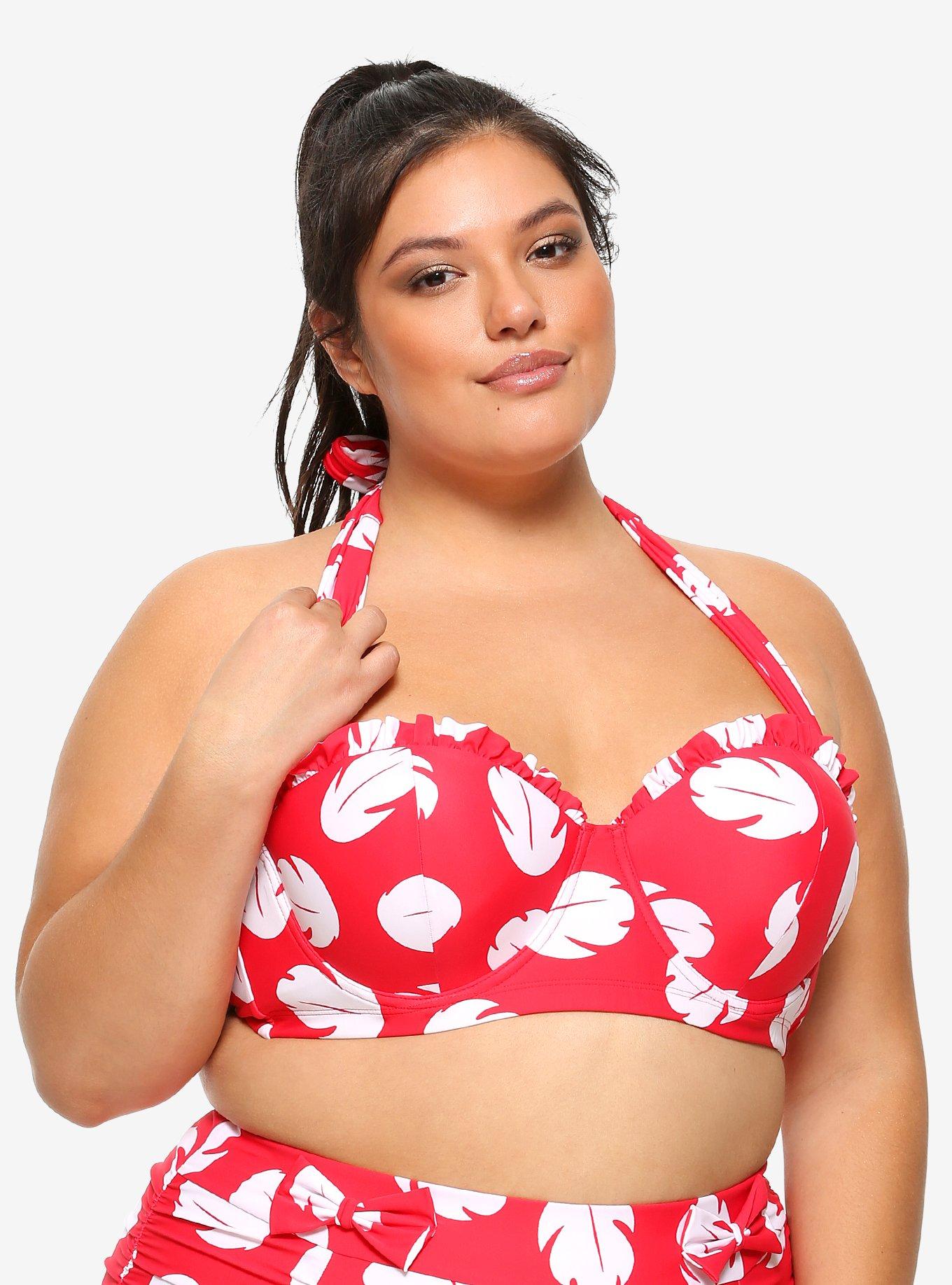 Disney Lilo & Stitch Leaf Print Halter Swim Top Plus Size, MULTI, hi-res