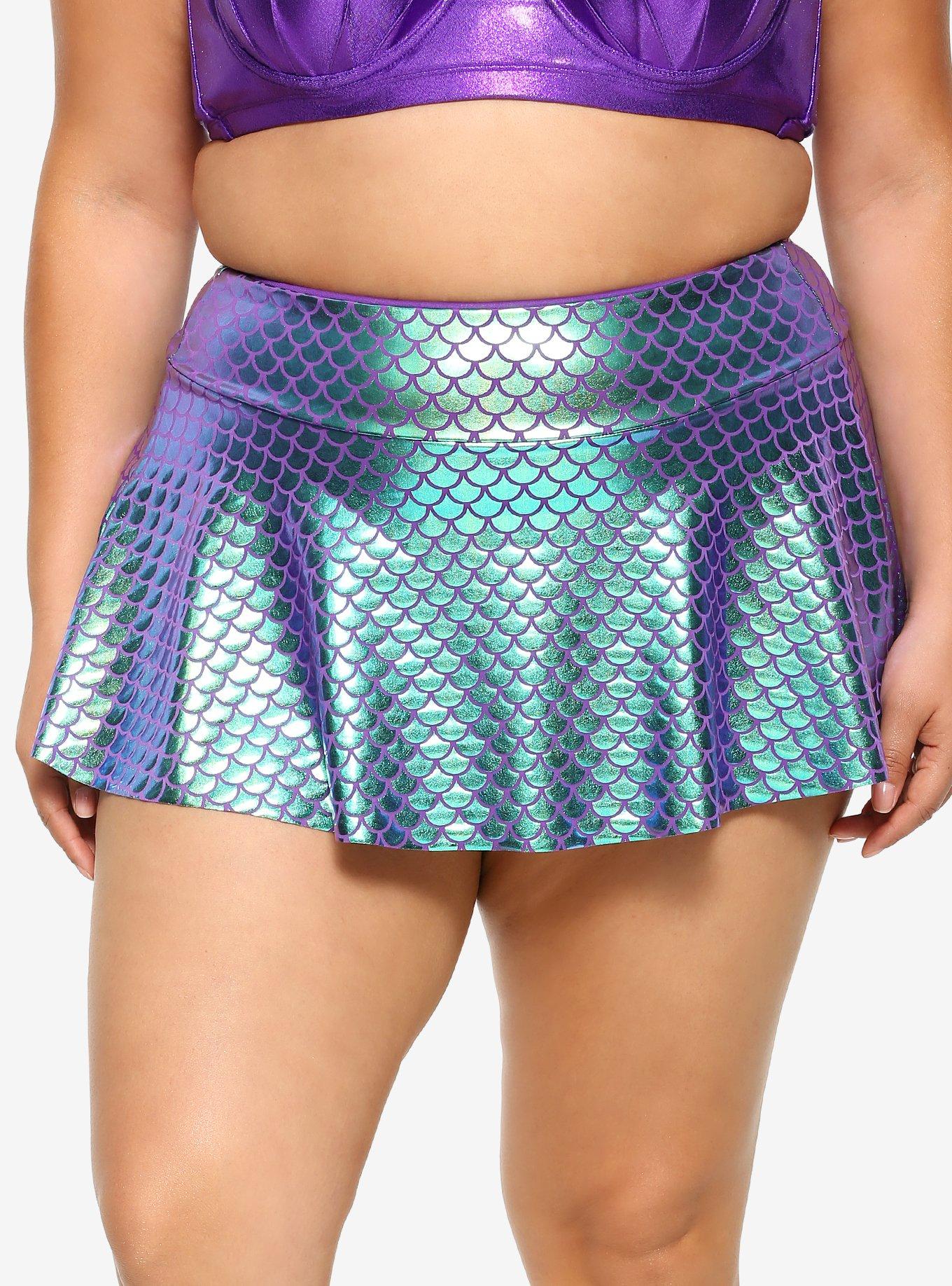 Disney The Little Mermaid Scale Print Skirted Swim Bottoms Plus Size, MULTI, hi-res