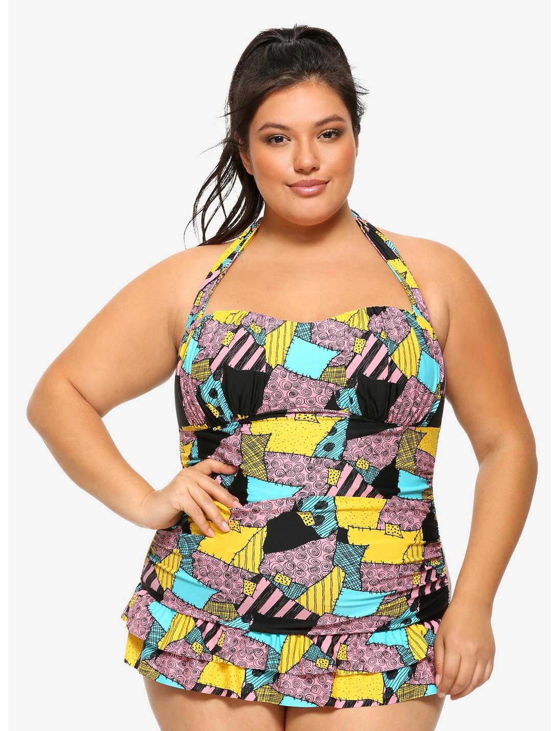 The Nightmare Before Christmas Ruffled Swimsuit Plus Size, MULTI, hi-res