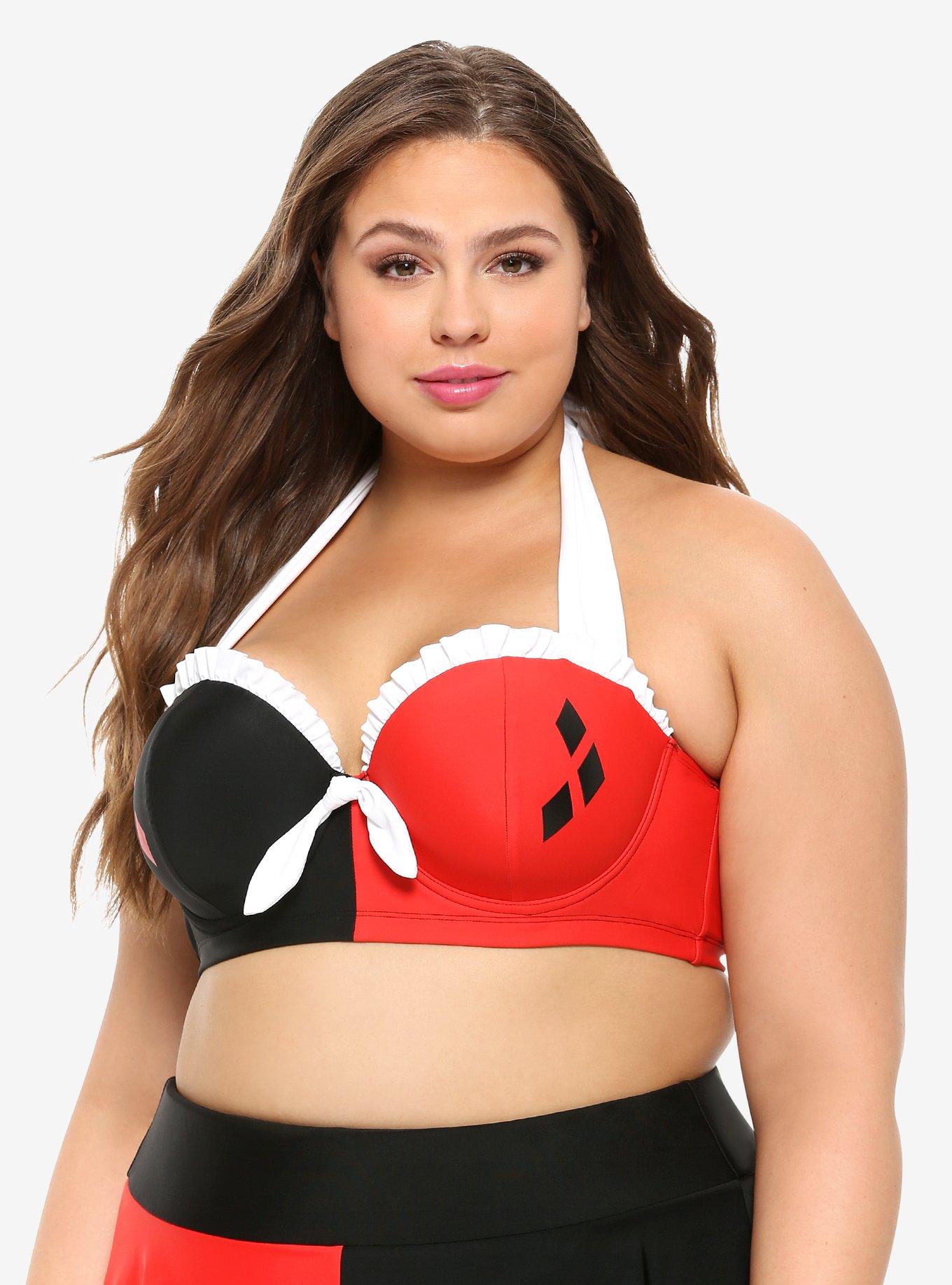DC Comics Harley Quinn Halter Swim Top Plus Size, MULTI, hi-res