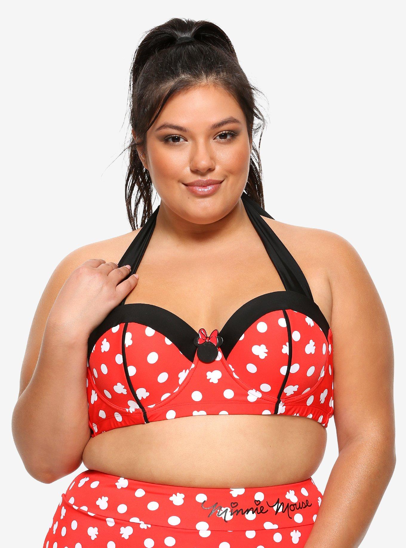 Disney Minnie Mouse Polka Dot Swim Top Plus Size, MULTI, hi-res