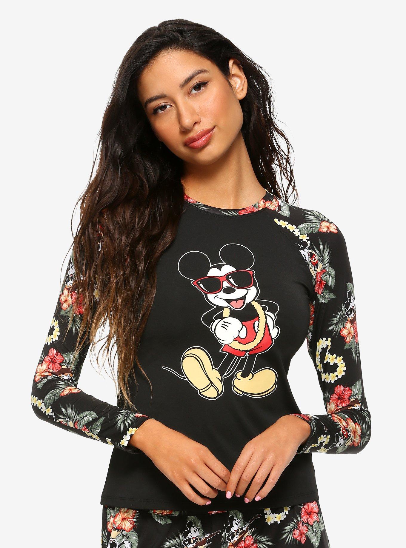 Disney Mickey Mouse & Minnie Mouse Tropical Girls Rash Guard, MULTI, hi-res