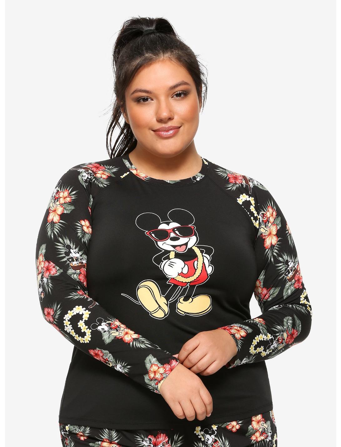 Disney Mickey Mouse & Minnie Mouse Tropical Girls Rash Guard Plus Size, MULTI, hi-res