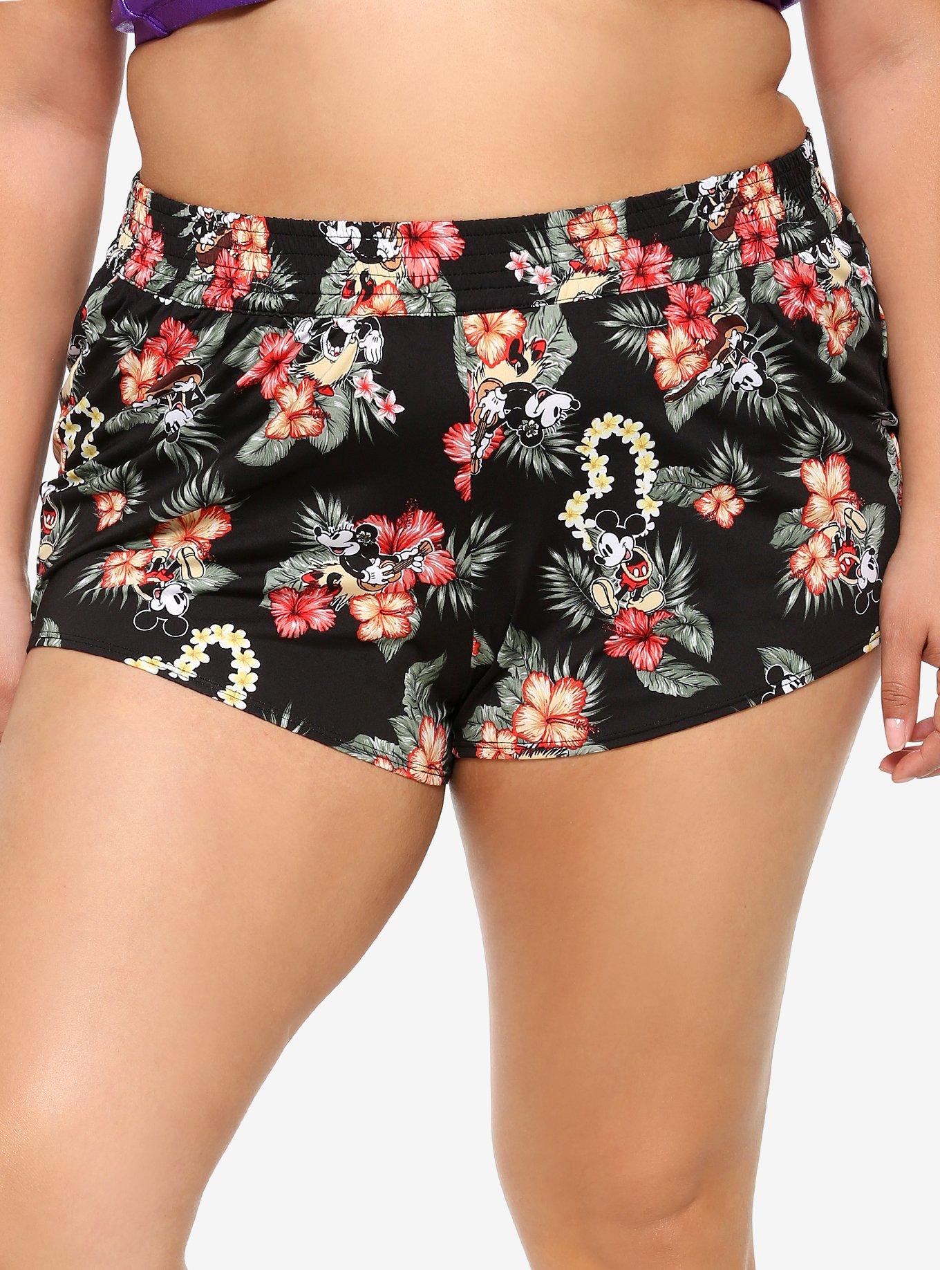 Disney Mickey Mouse & Minnie Mouse Tropical Girls Swim Shorts Plus Size, MULTI, hi-res