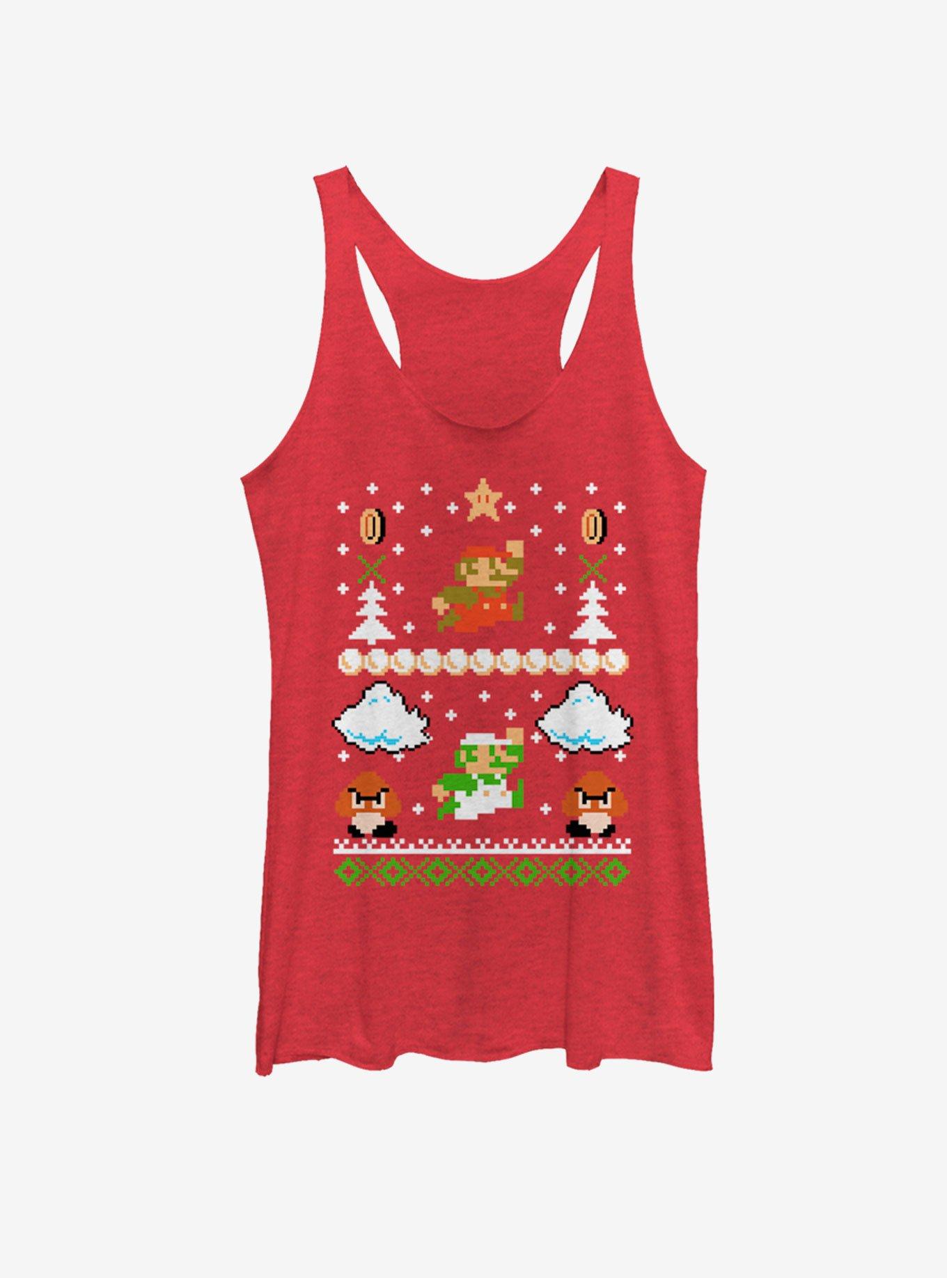 Nintendo Christmas Mario Girls Tank, RED HTR, hi-res