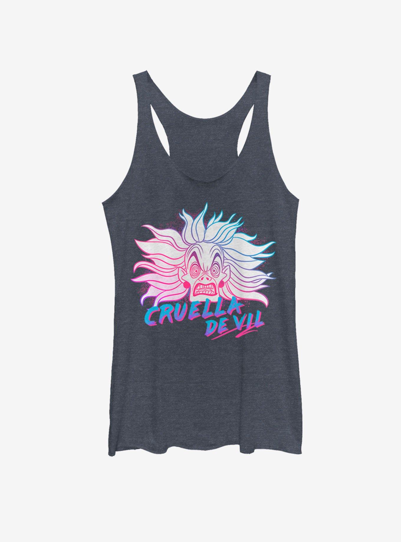 Disney Villains Crazy Cruella Girls Tank, NAVY HTR, hi-res