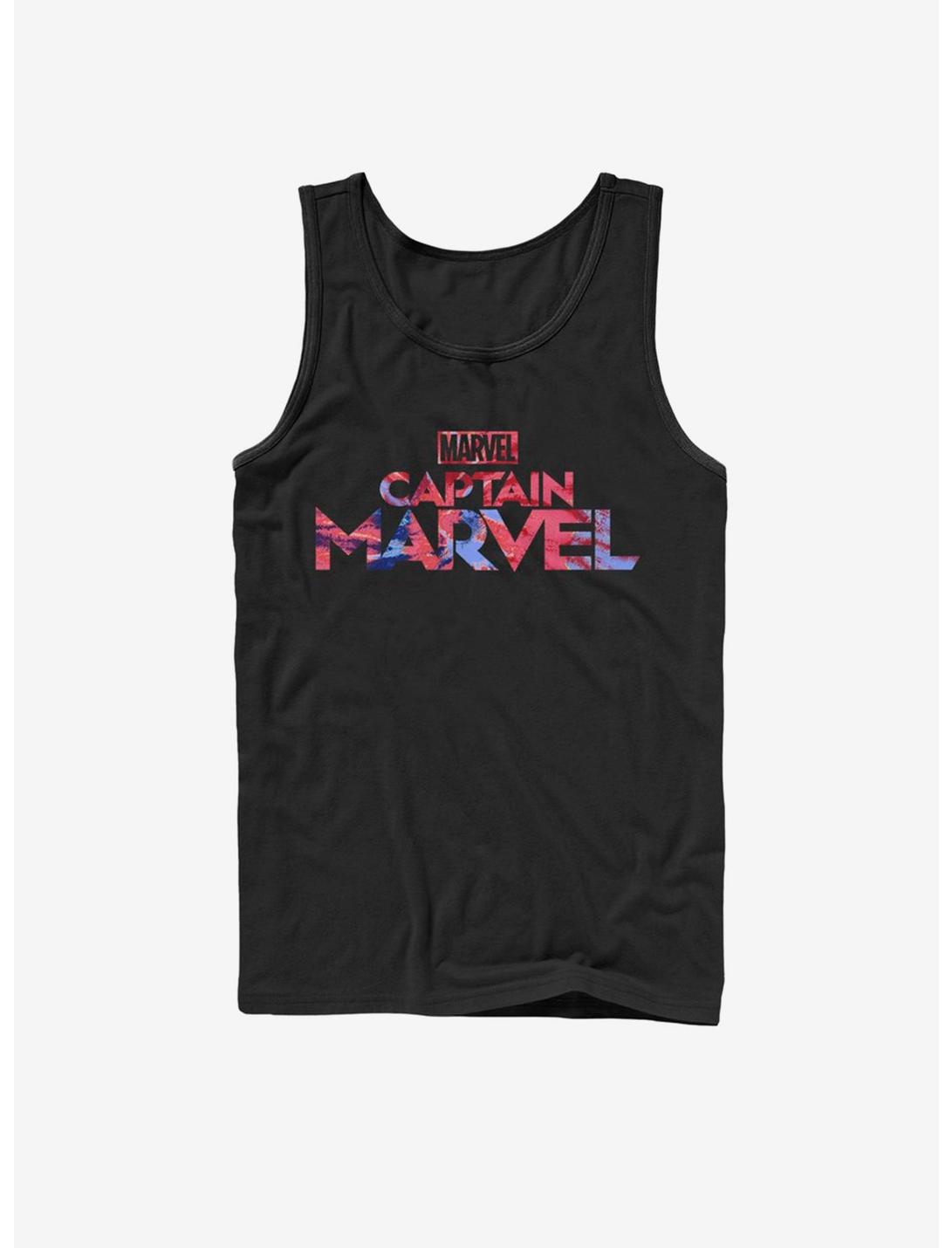 Marvel Captain Marvel Logo Tie-Dye Tank, BLACK, hi-res