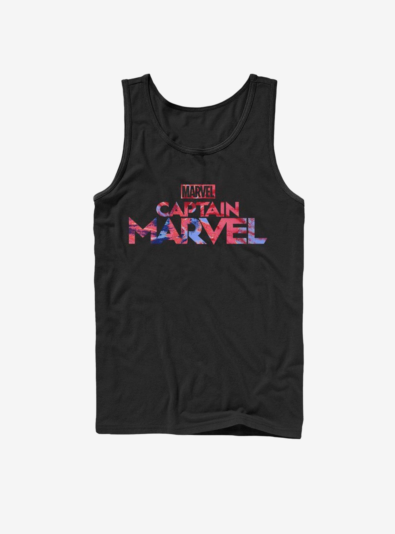 Marvel Captain Marvel Logo Tie-Dye Tank, BLACK, hi-res