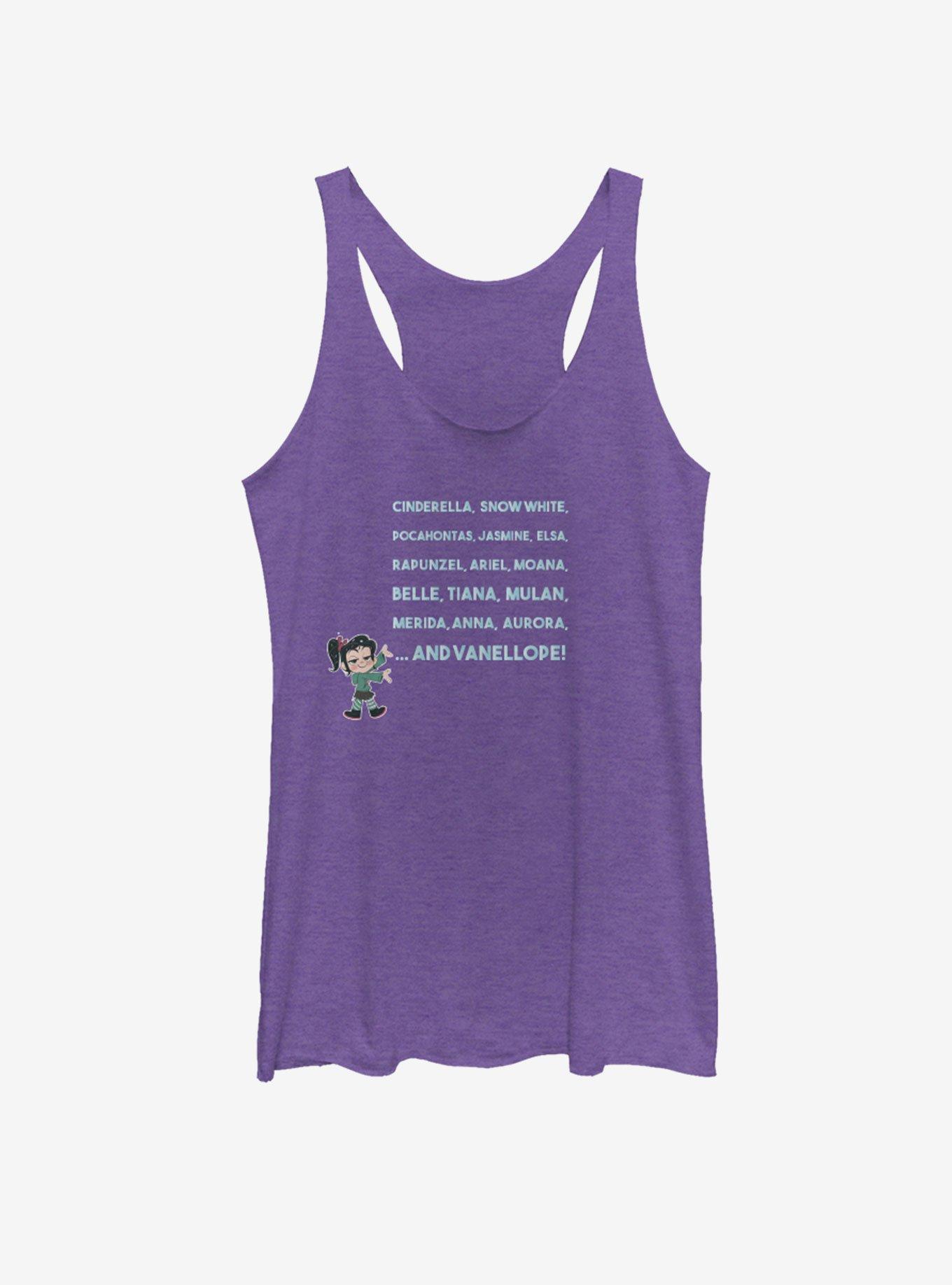 Disney Wreck-It Ralph Princess Name Text Stack Girls Tank, PUR HTR, hi-res