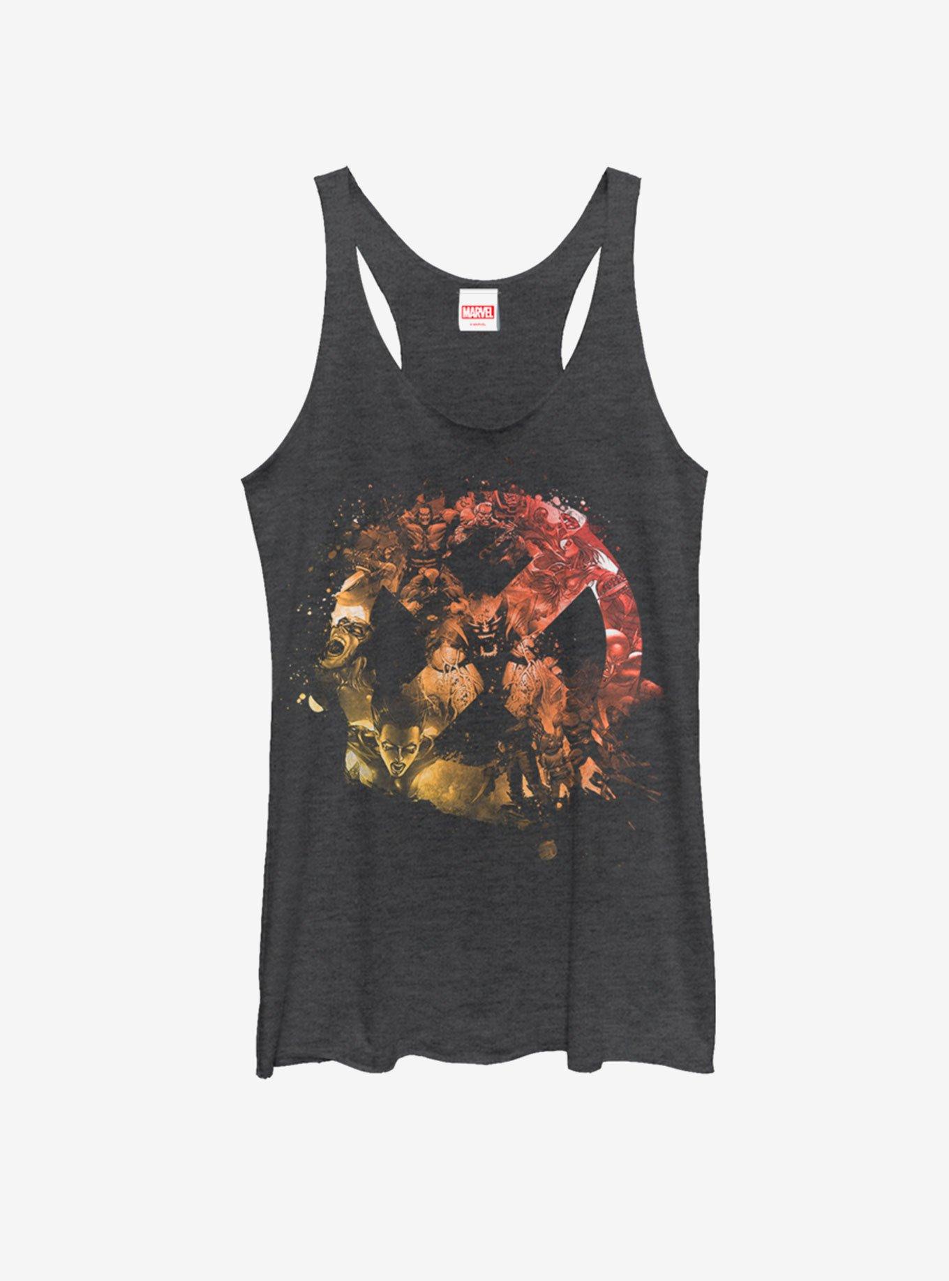 Marvel X-Men Logo X Girls Tank, BLK HTR, hi-res