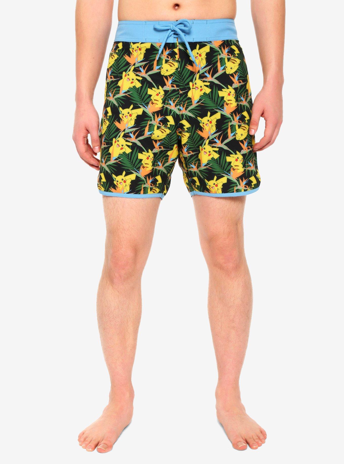 Pokemon Pikachu & Birds Of Paradise Swim Trunks | Hot Topic