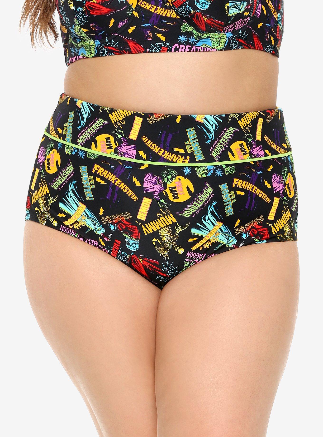 Universal Monsters High-Waisted Swim Bottoms Plus Size, MULTI, hi-res