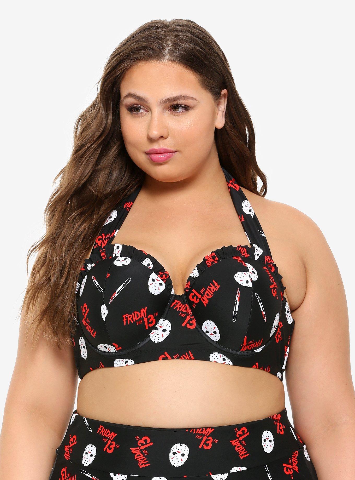 Friday The 13th Jason Mask Swim Top Plus Size, MULTI, hi-res