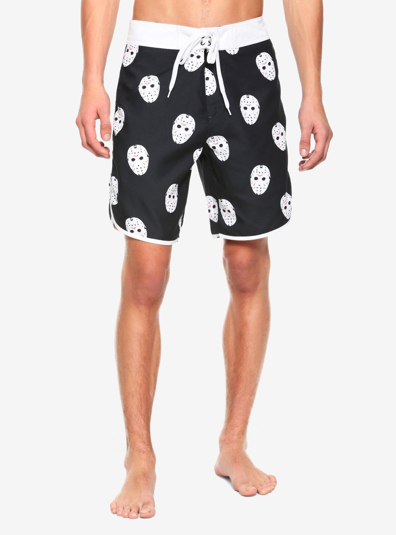 Friday The 13th Jason Mask Swim Trunks, MULTI, hi-res