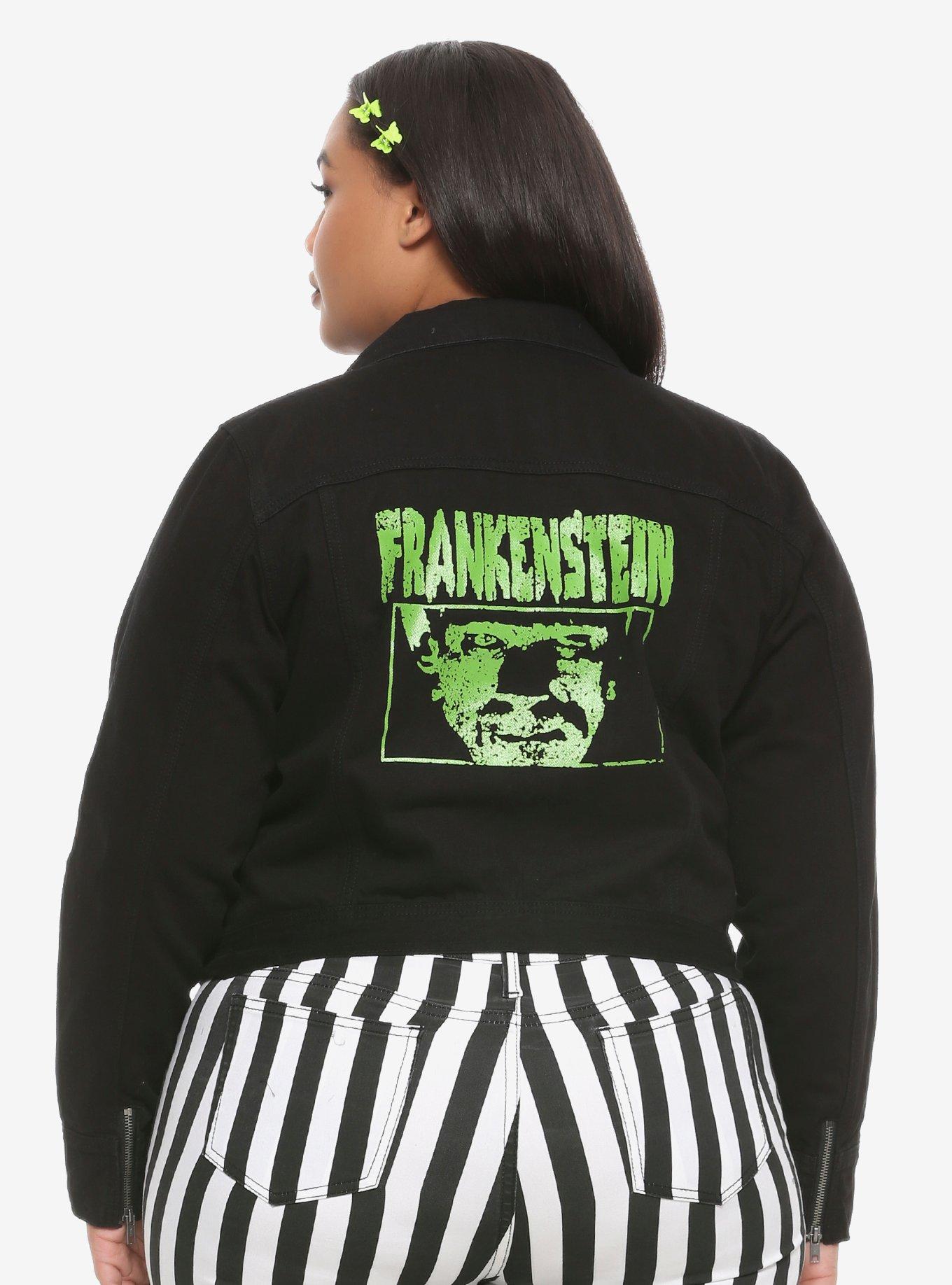 Universal Monsters Frankenstein Girls Moto Jacket Plus Size, GREEN, hi-res