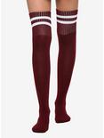 Maroon & White Varsity Stripe Over-The-Knee Socks, , hi-res