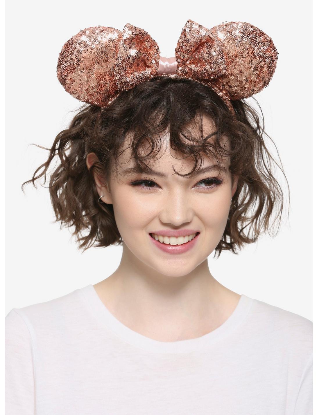 Disney Minnie Mouse Rose Gold Sequin Ear Headband, , hi-res