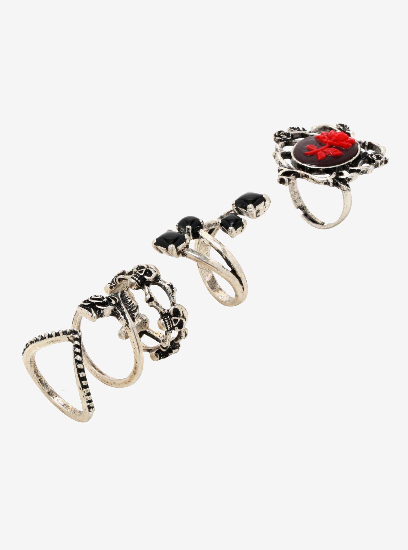 Goth Rose & Skull Ring Set | Hot Topic