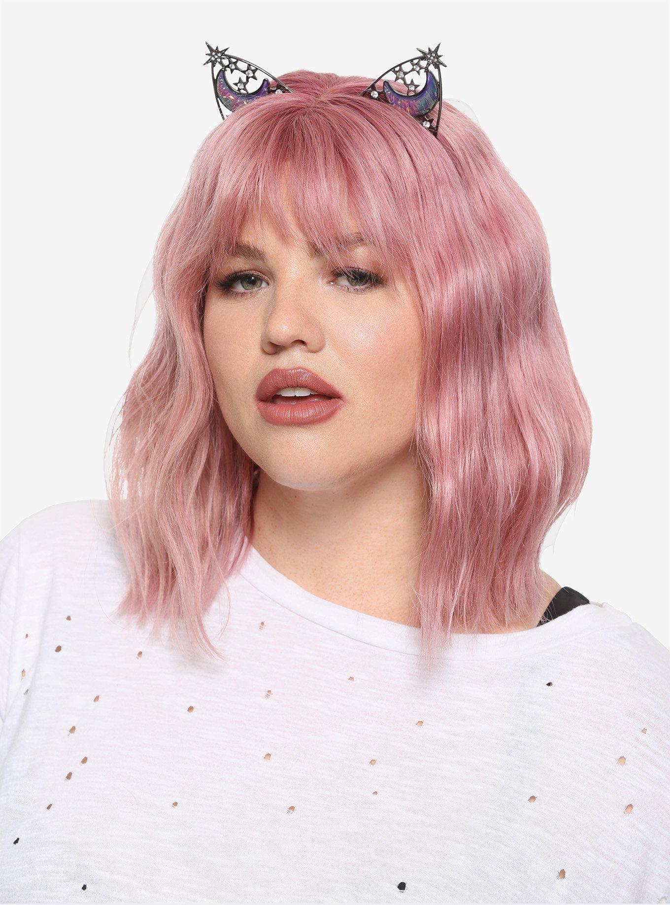 Crescent Moon & Stars Cat Ear Headband, , hi-res