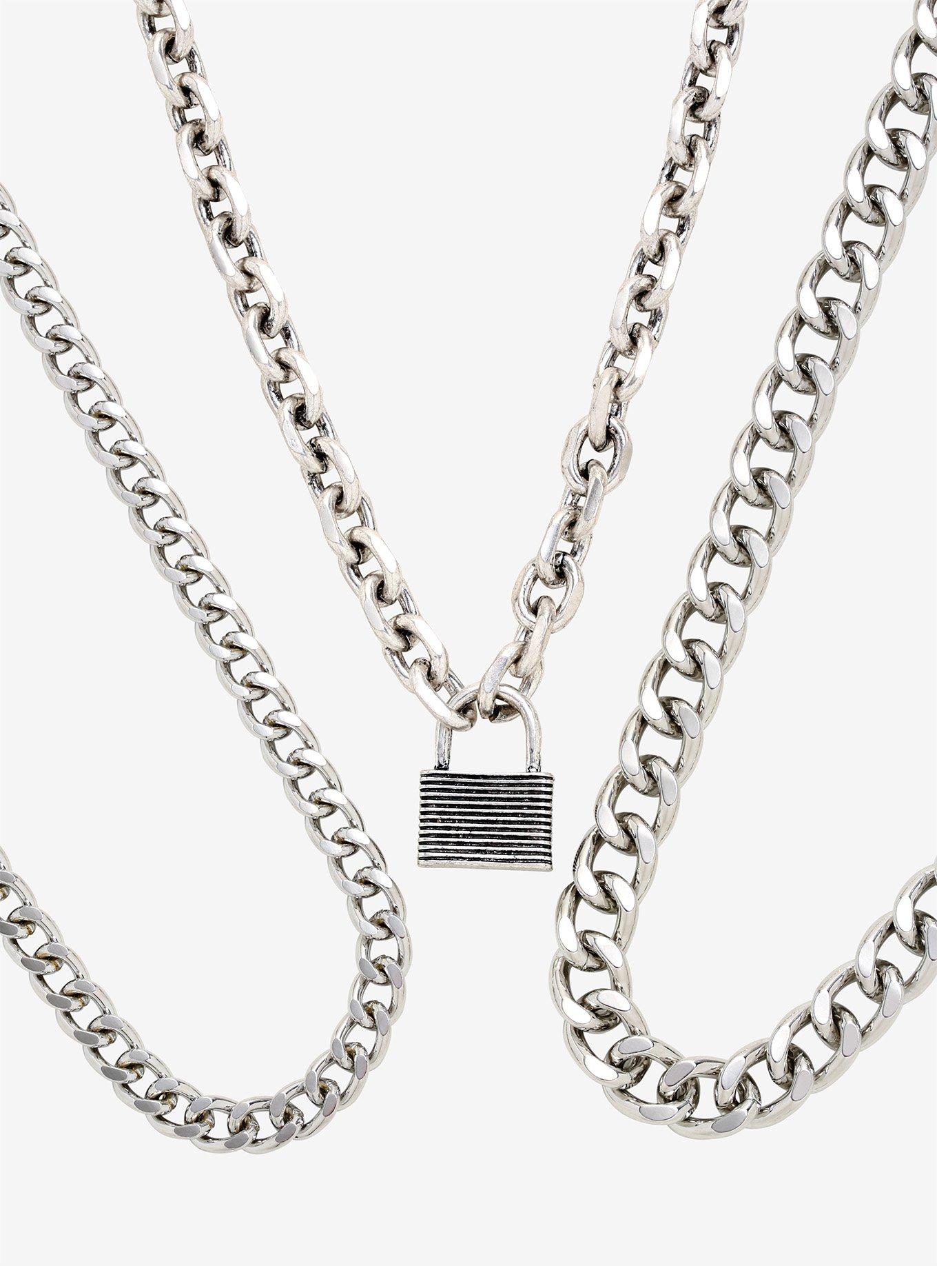 Chain Padlock Pendant Necklace Set