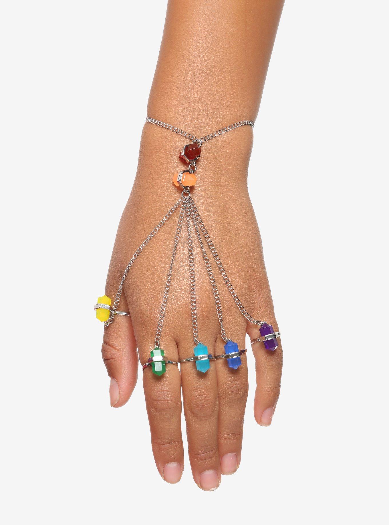 Chakra Rainbow Crystal Hand Bracelet, , hi-res