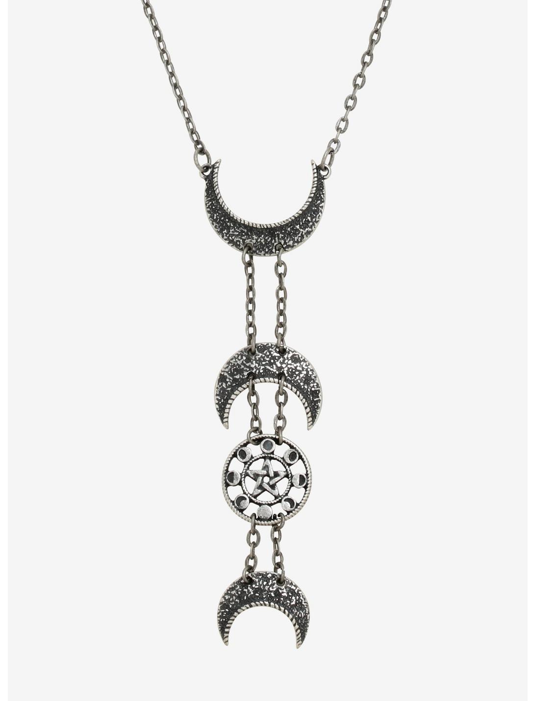 Moon Phase & Star Drop Necklace, , hi-res