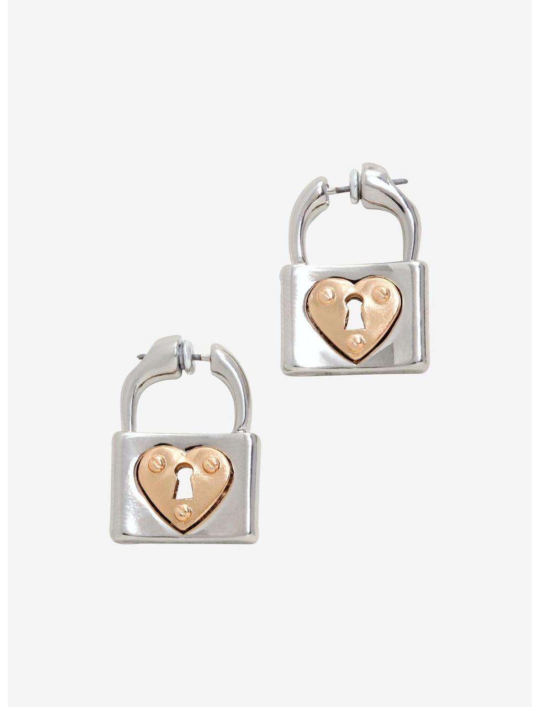 Padlock Heart Earrings, , hi-res