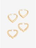 Gold Heart Hoops Earring Set, , hi-res