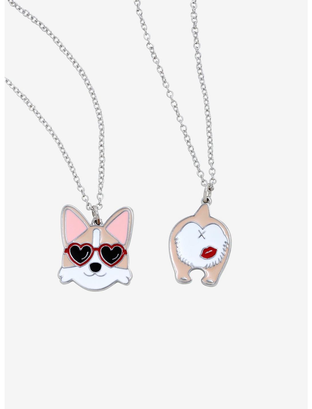 Corgi Heart Glasses Best Friend Necklace Set, , hi-res