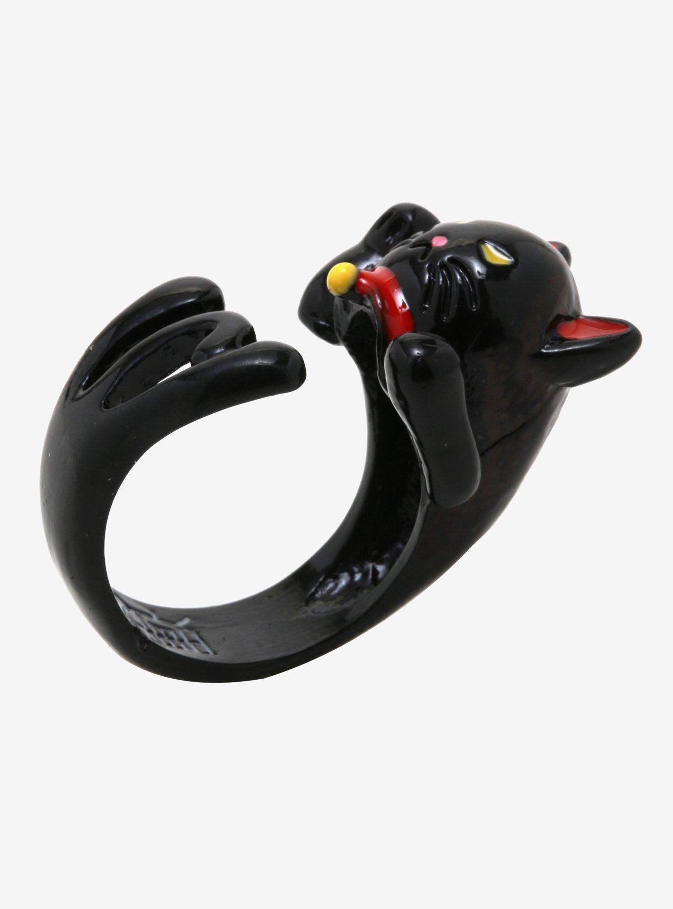Lucky Black Cat Wrap Ring, , hi-res