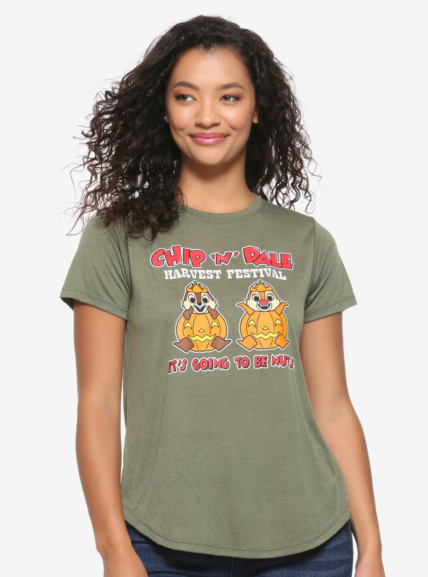 Disney Chip 'n Dale Harvest Fest Women's T-Shirt - BoxLunch Exclusive, OLIVE, hi-res