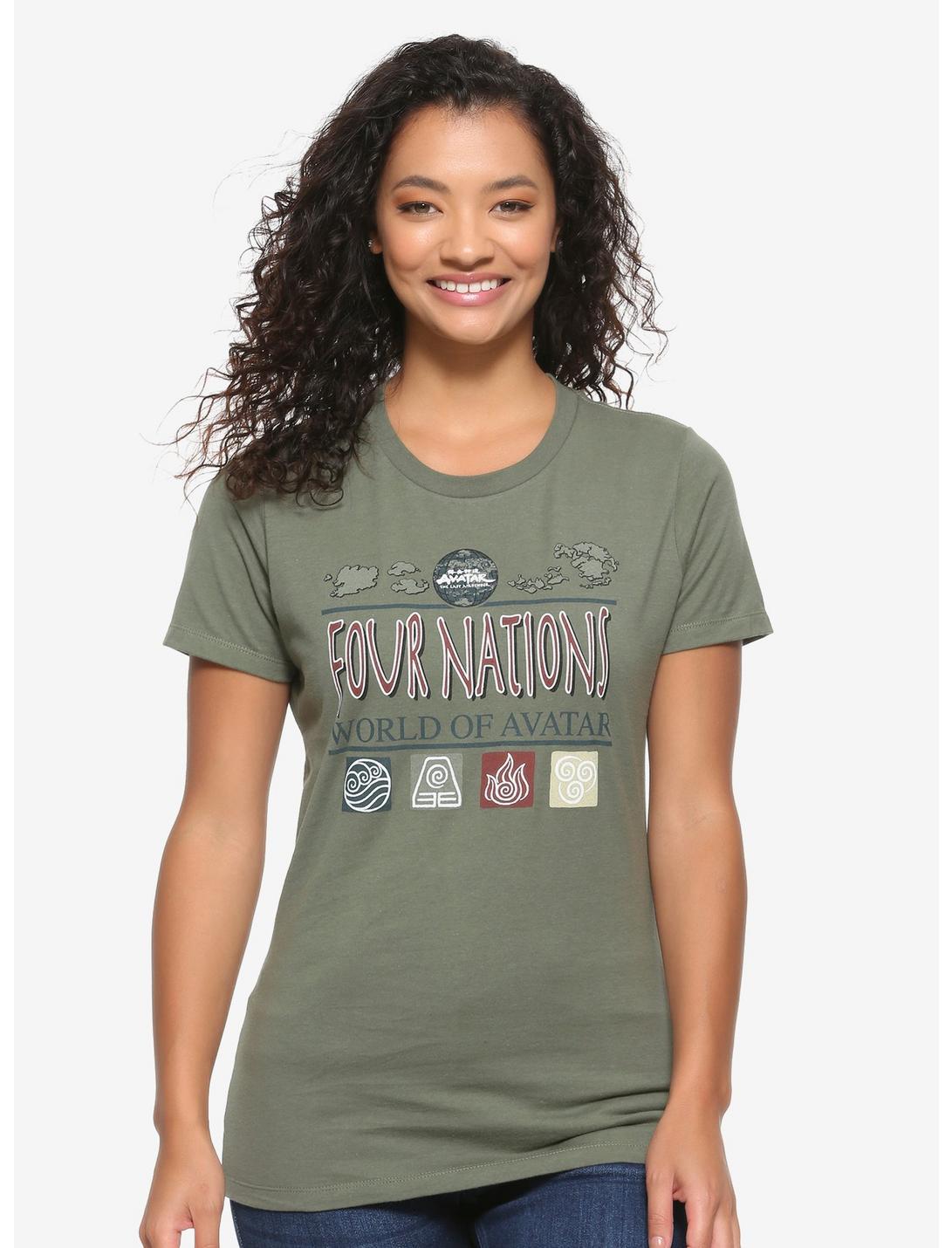 Avatar: The Last Airbender Four Nations Women's T-Shirt - BoxLunch Exclusive, OLIVE, hi-res