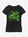 Jurassic World In Ferns Youth Girls T-Shirt, BLACK, hi-res