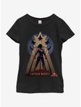Marvel Captain Marvel Deco Youth Girls T-Shirt, BLACK, hi-res
