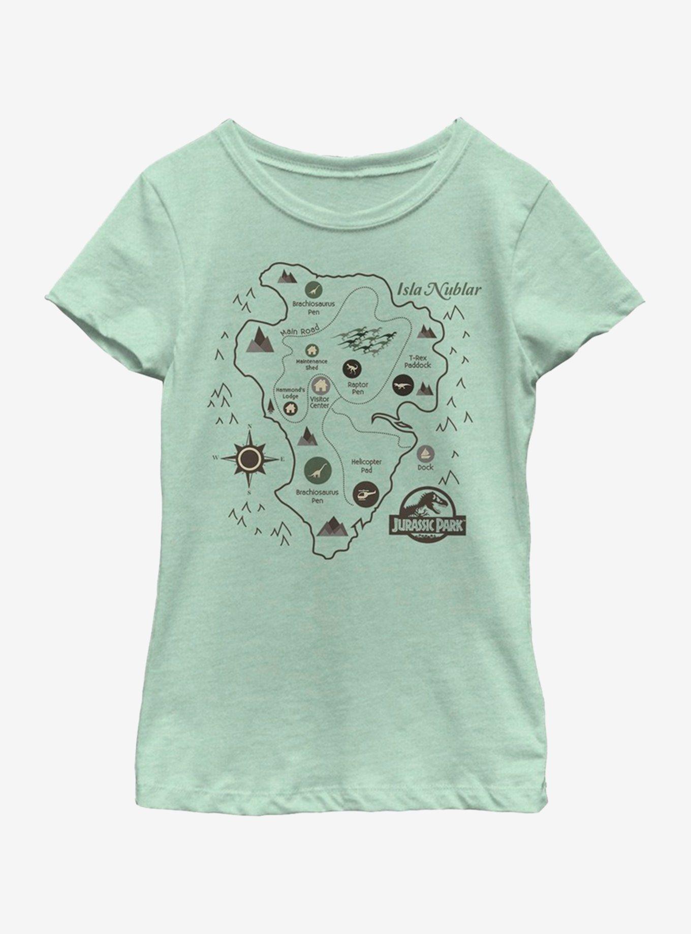 Jurassic Park Park Map Youth Girls T-Shirt, , hi-res