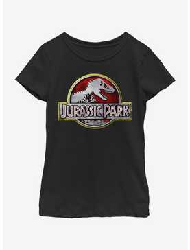 Jurassic Park Chrome Logo Youth Girls T-Shirt, , hi-res